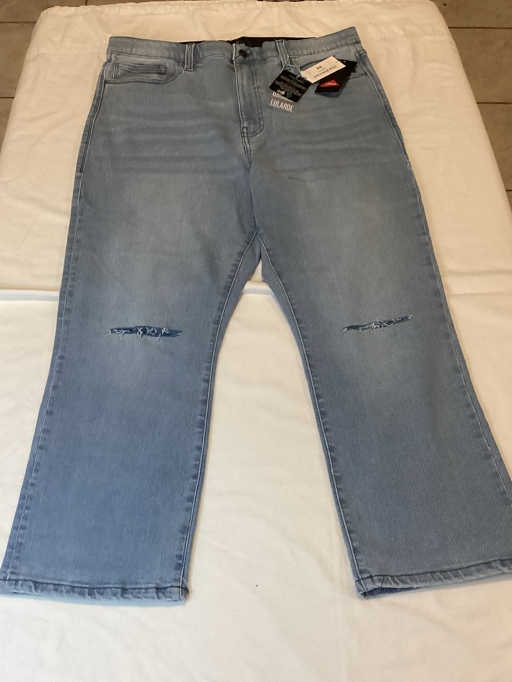 LuLaRoe Crop Kick Flare Jeans - Light Wash Blue